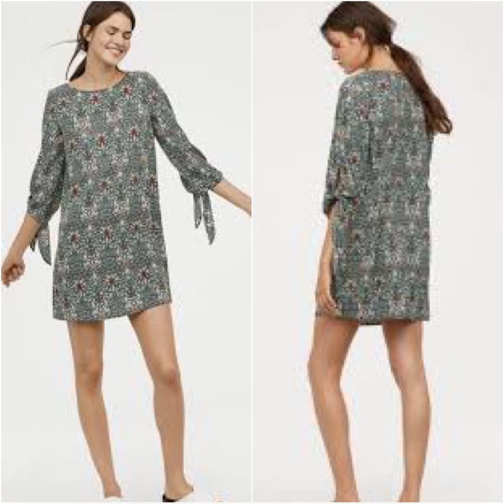 NWOT. H&M William Morris & Co. Green Botanical Dress Size 8